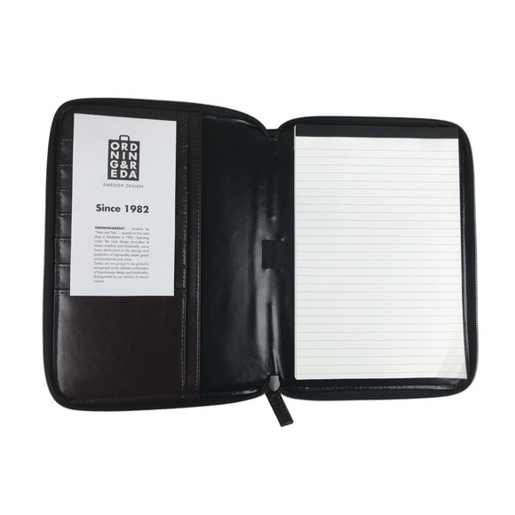 Ordning & Reda Brown Leather Zip Around Padfolio Notepad Business Portfolio - Picture 1 of 11